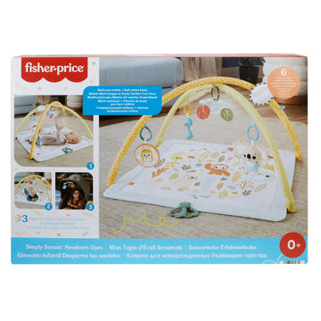 Colchoneta de actividades para gimnasio de recién nacidos Simply Senses de Fisher-Price con 6 juguetes sensoriales, multicolor