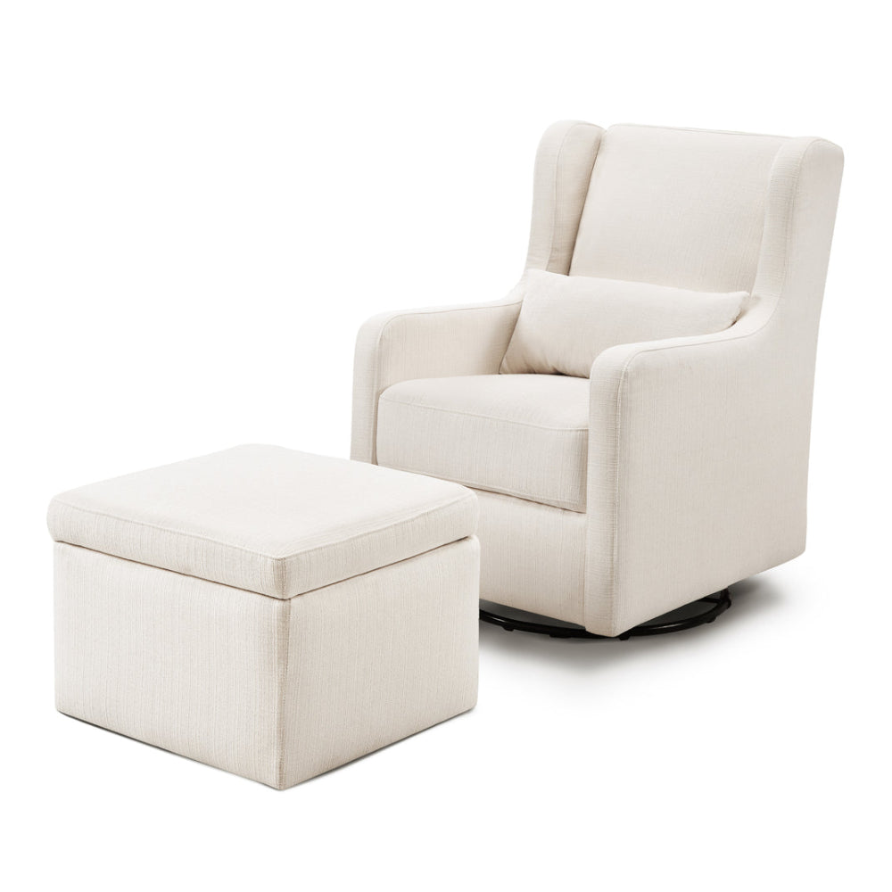 Adrian 37.5" Cream Swivel Glider with Storage Ottoman by DaVinci