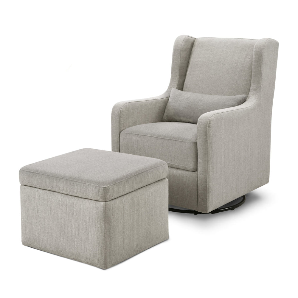 Adrian 37.5" Gray Swivel Glider with Storage Ottoman by DaVinci