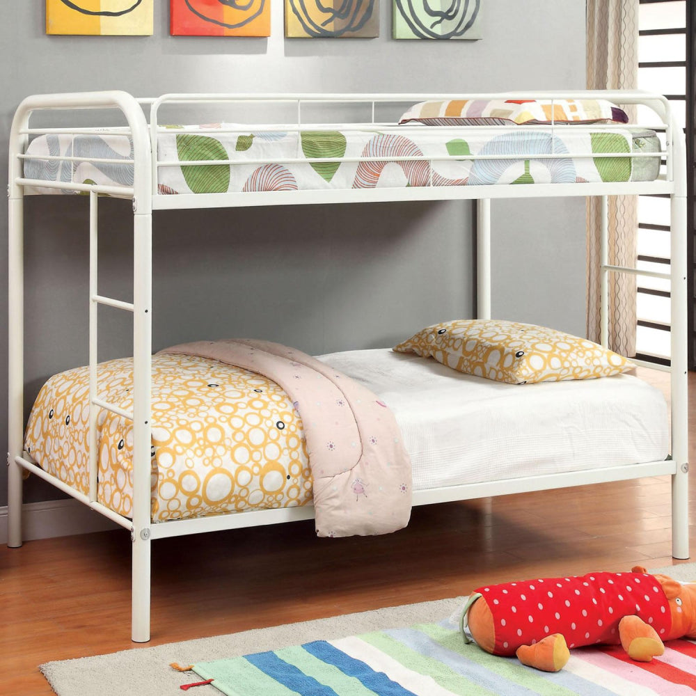 Cama litera Rainbow Twin sobre Twin de Furniture of America, color blanco