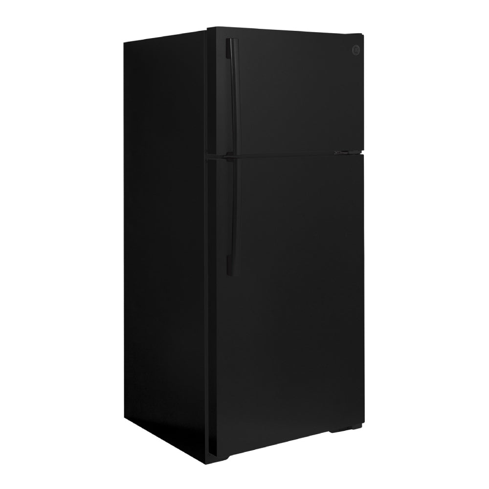 Refrigerador GE GTS17DTNRBB de 16,6 pies cúbicos con congelador superior, color negro 