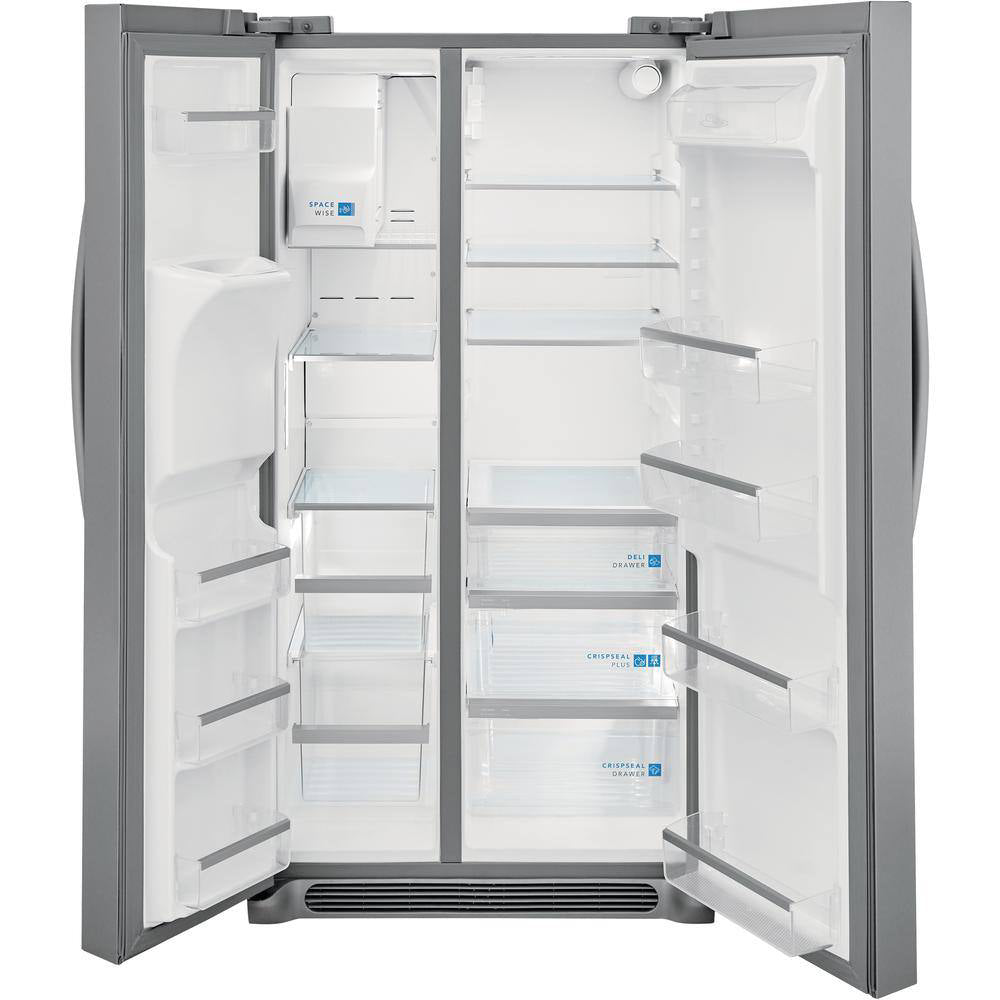 Refrigerador de dos puertas verticales de profundidad estándar Frigidaire Gallery GRSS2652AF de 25,6 pies cúbicos, acero inoxidable, con certificación ENERGY STAR