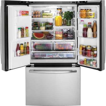 Refrigerador GE GFE26JYMFS de 25,6" con puertas francesas - Acero inoxidable resistente a las huellas dactilares