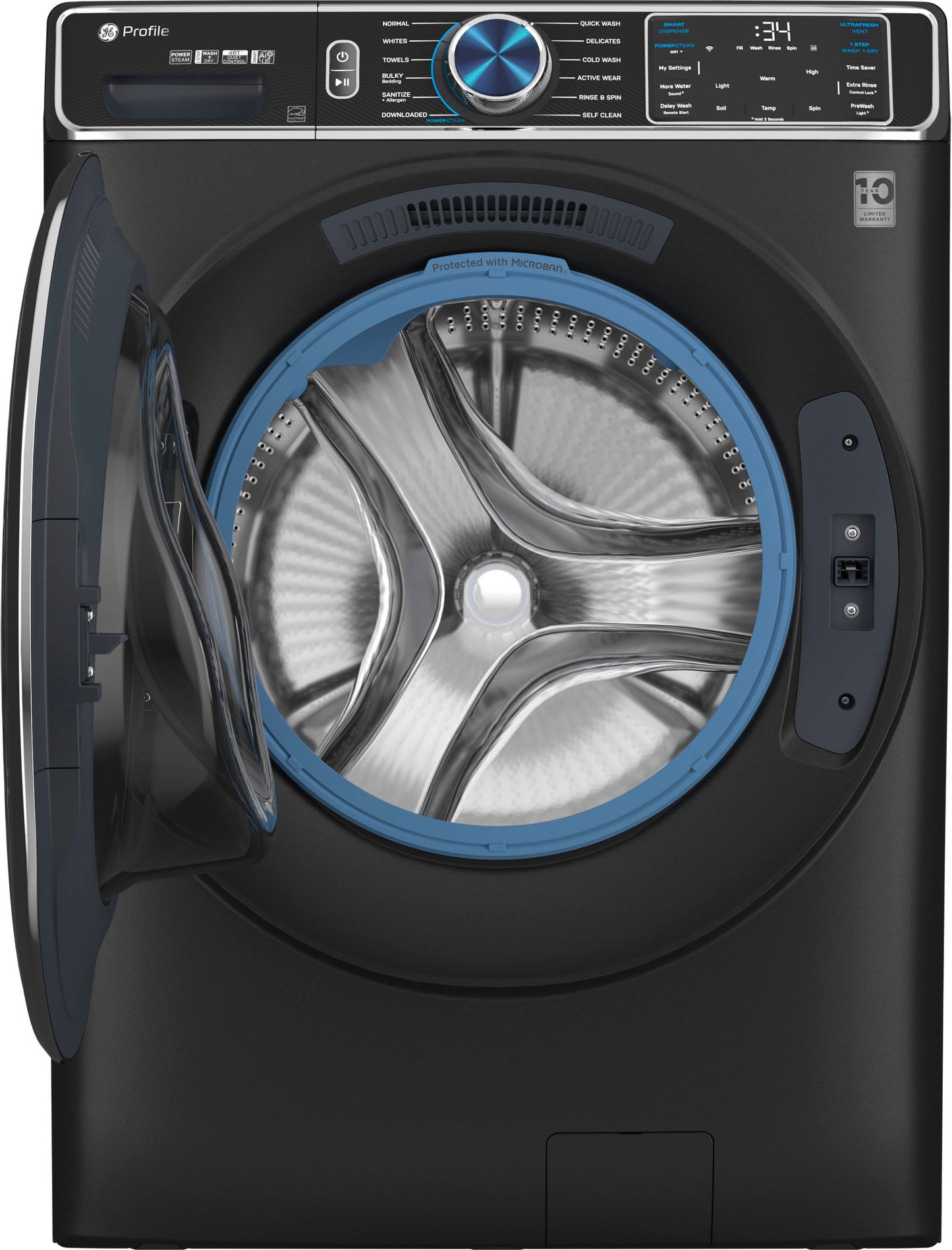 GE Profile - 5.3 cu. ft Smart Front Load Steam Washer with Vent System & Microban Antimicrobial Technology - Carbon Graphite