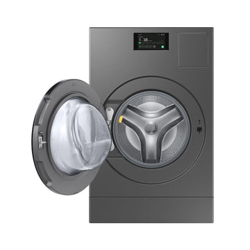Lavadora y secadora con bomba de calor sin ventilación Samsung Bespoke WD53DBA900HZ de 5,3 pies cúbicos con inteligencia artificial - Acero oscuro