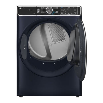 Secadora eléctrica inteligente de carga frontal GE Profile PFD87ESPVRS de 7,8 pies cúbicos con ciclo de vapor y desinfección - Azul zafiro