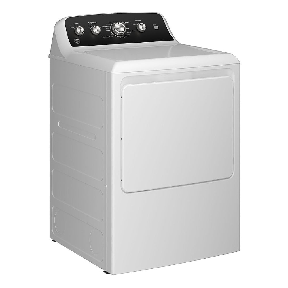 GE - 7.2 Cu. Ft. Electric Dryer with Spanish Control Panel - White with Matte Black