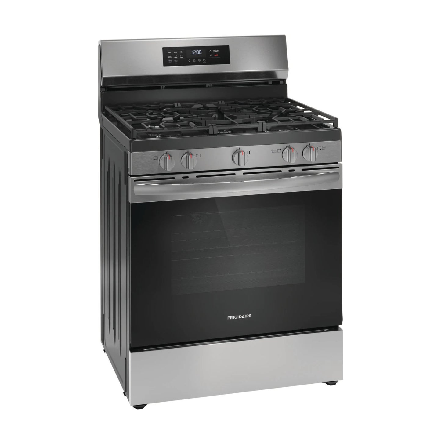 Cocina a gas natural independiente Frigidaire FCRG3083AS de 5,1 pies cúbicos con 5 quemadores, acero inoxidable