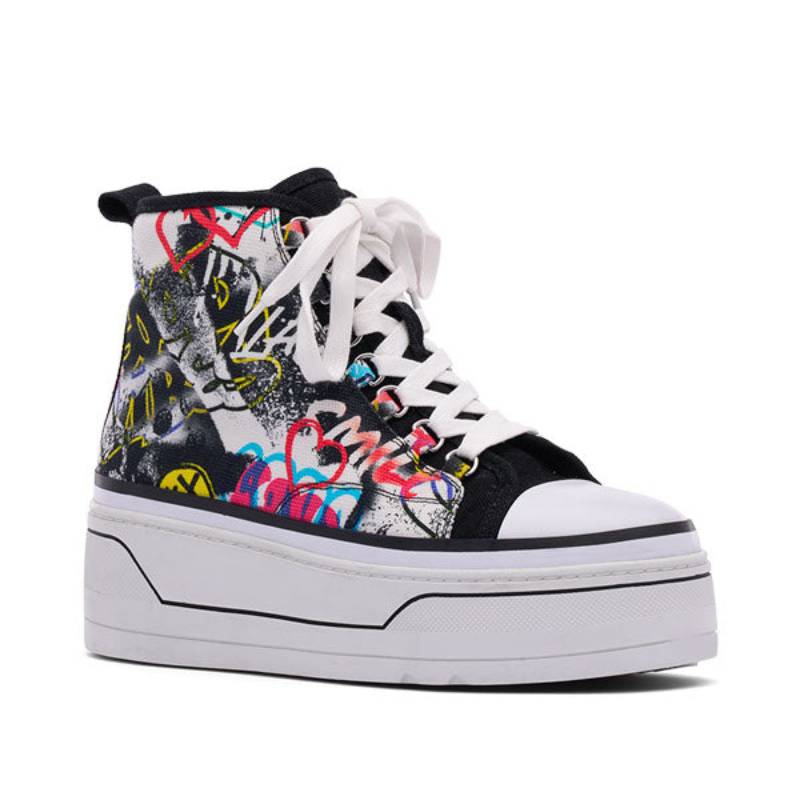 D'Amelio Women's Eyekonn Platform Sneakers (Size 7.5) - Graffiti/Black