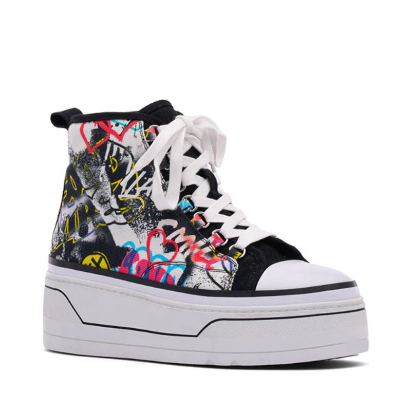 D'Amelio Women's Eyekonn Platform Sneakers (Size 7) - Graffiti/Black