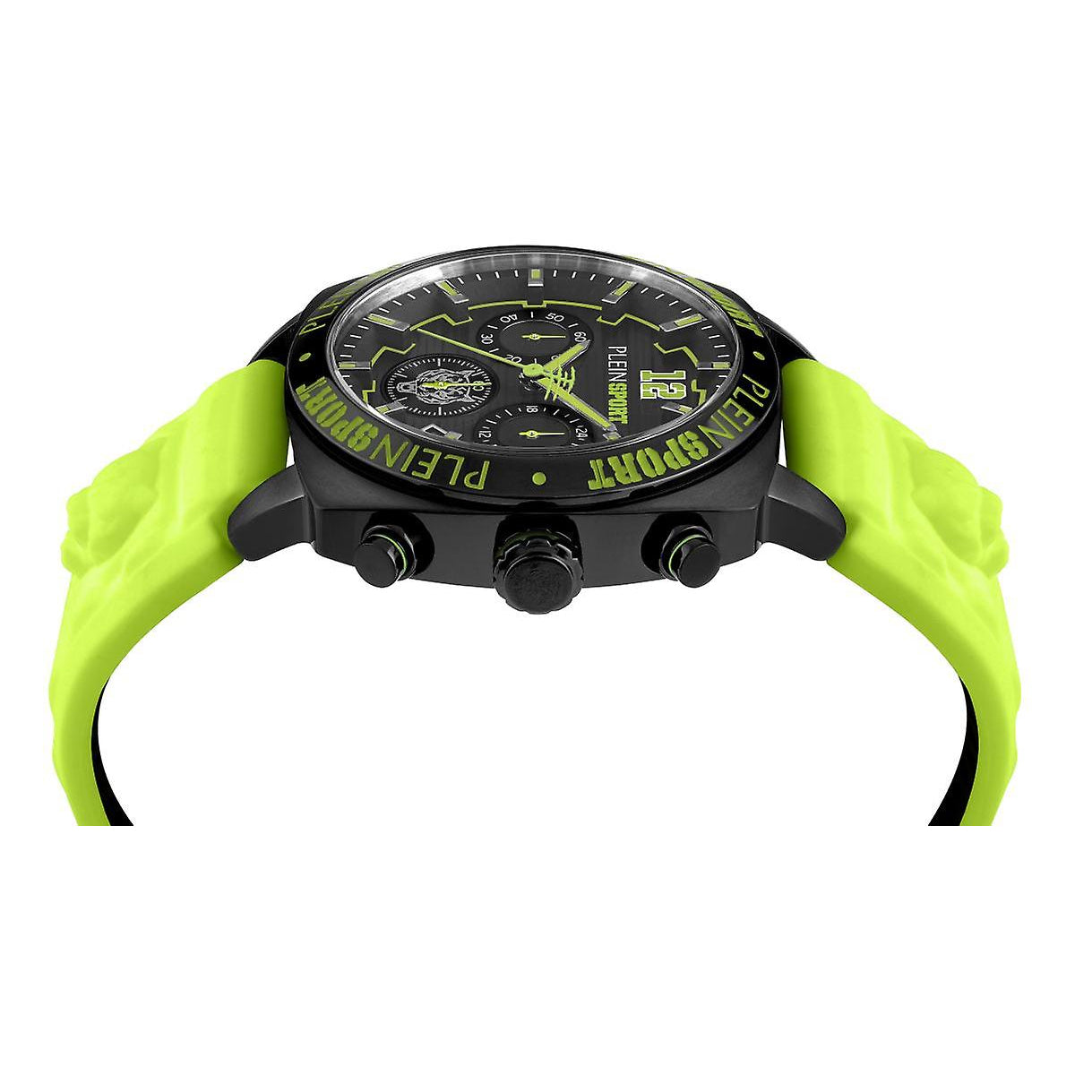 Reloj cronógrafo de cuarzo para hombre Plein Sport Wildcat de 40 mm con correa verde, color negro