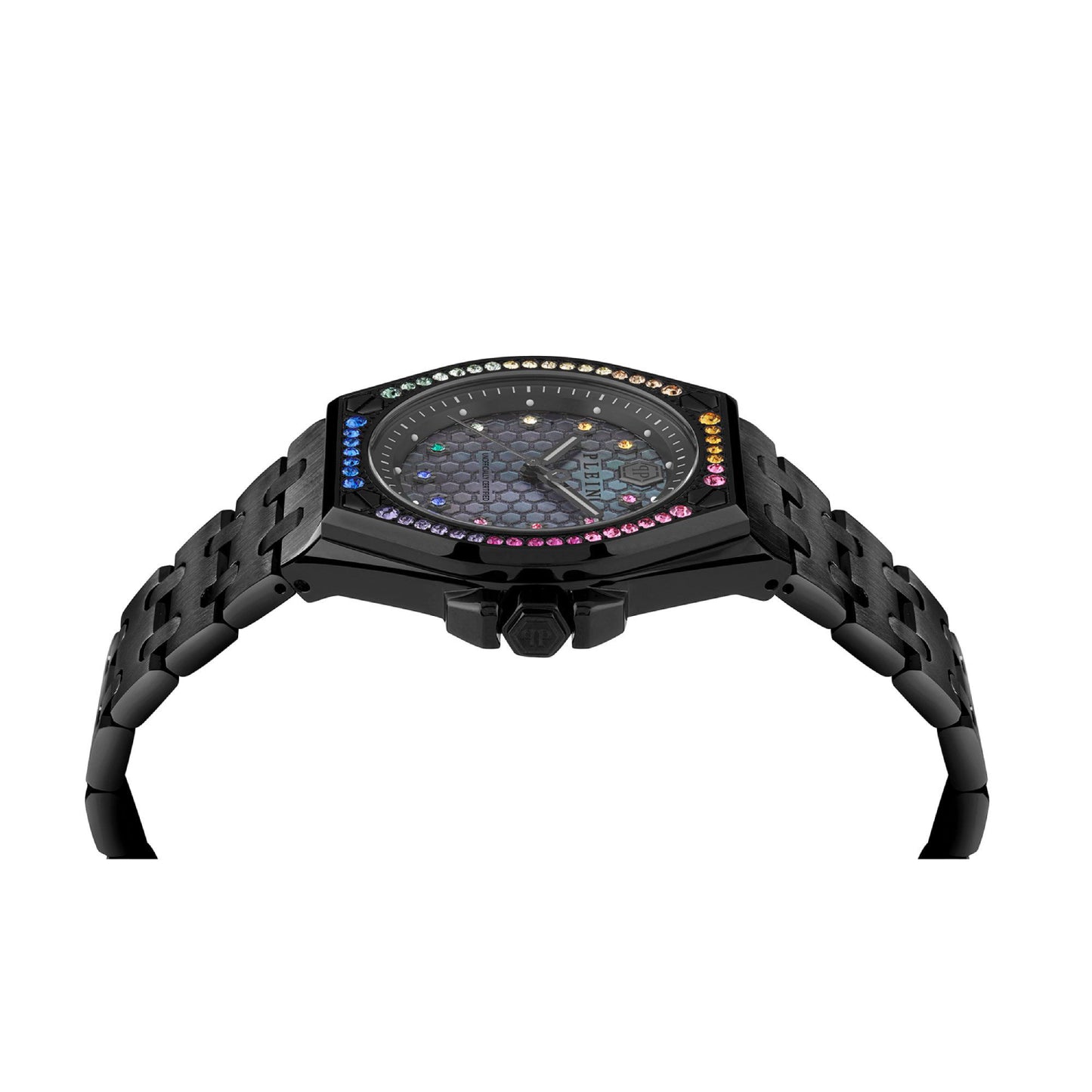 Reloj Philipp Plein Extreme Crystal para mujer, pulsera de tres manecillas de 38 mm, color negro