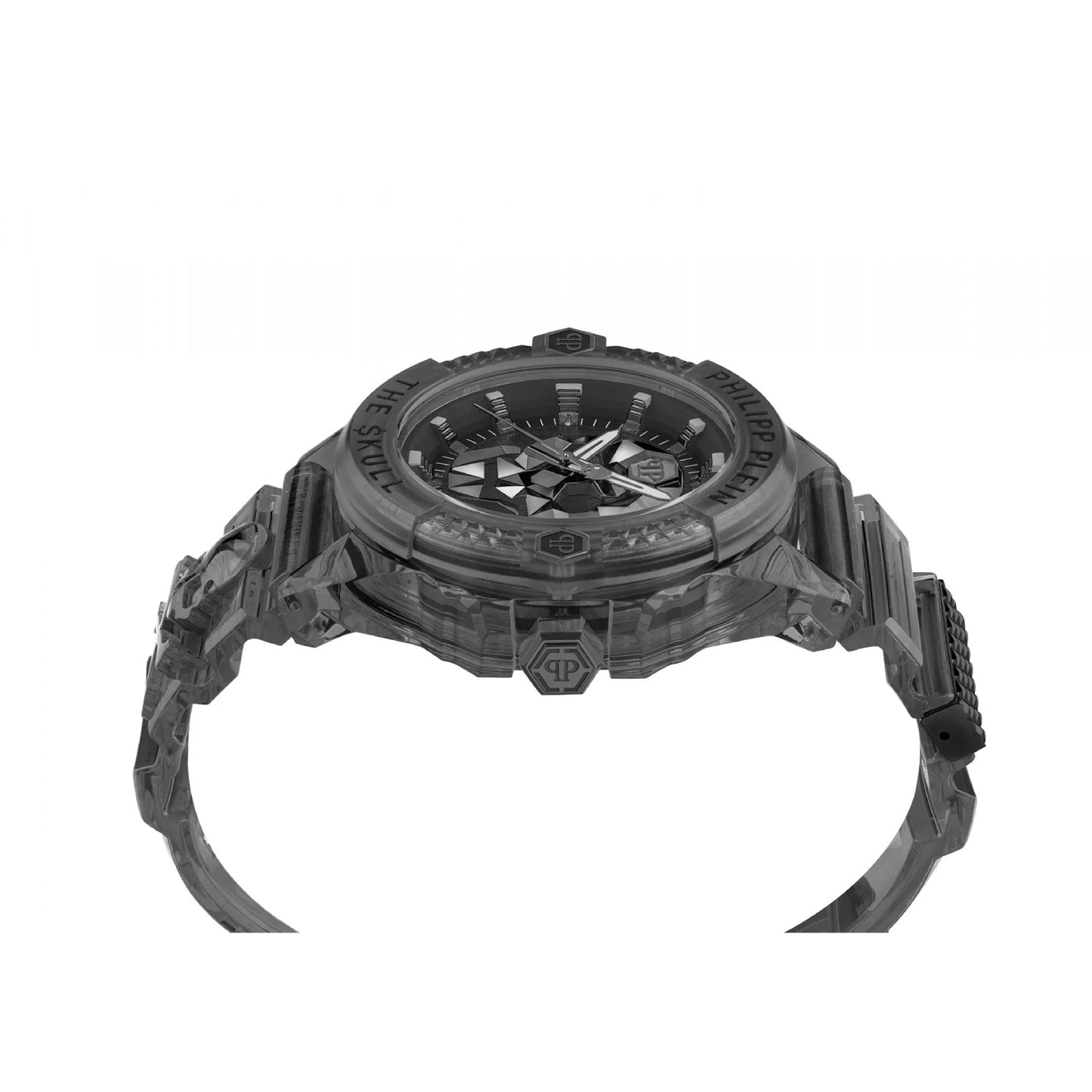 Reloj de hombre Philipp Plein The Skull de piel sintética con correa de tres manecillas de 45 mm, color negro