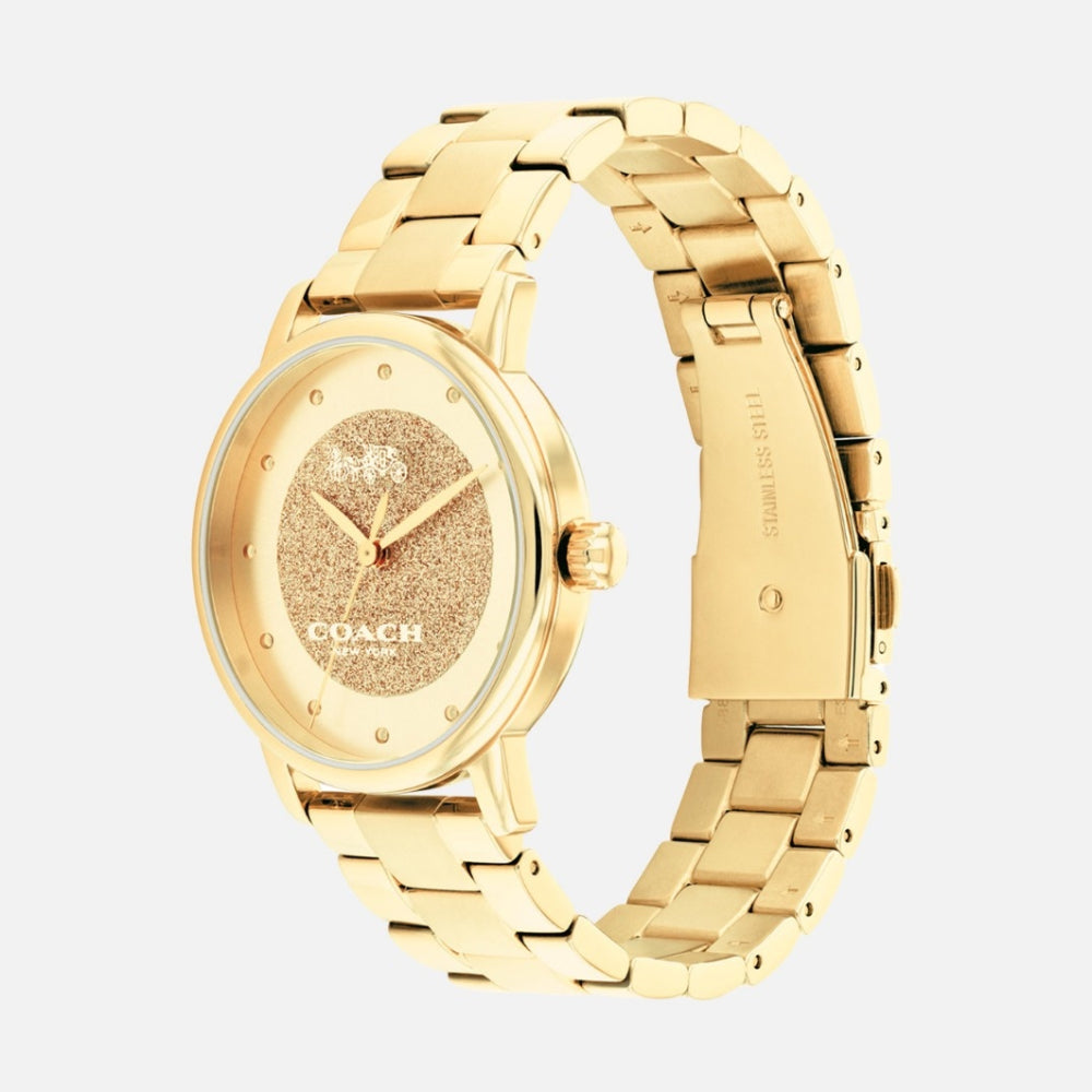 Reloj de pulsera de cuarzo Coach Grand para mujer de 36 mm, dorado