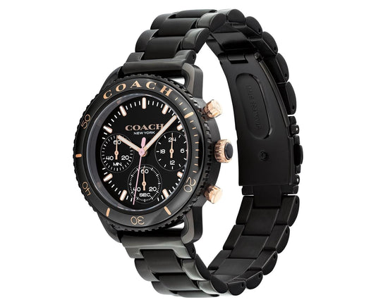 Reloj cronógrafo Coach Cruiser de acero negro para mujer