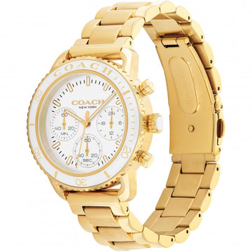 Reloj cronógrafo Coach Cruiser de acero dorado y esfera blanca
