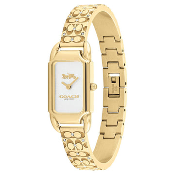 Coach Cadie Signature Women's 28.5mm Quartz Gold Bracelet Watch - White Dial