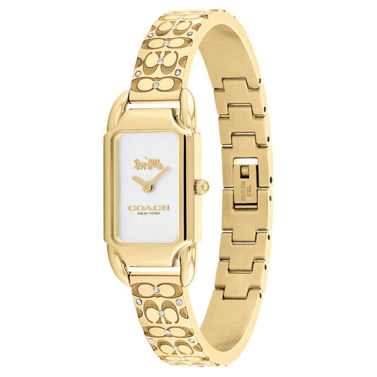 Reloj de cuarzo con pulsera dorada de 28,5 mm para mujer Coach Cadie Signature - Esfera blanca