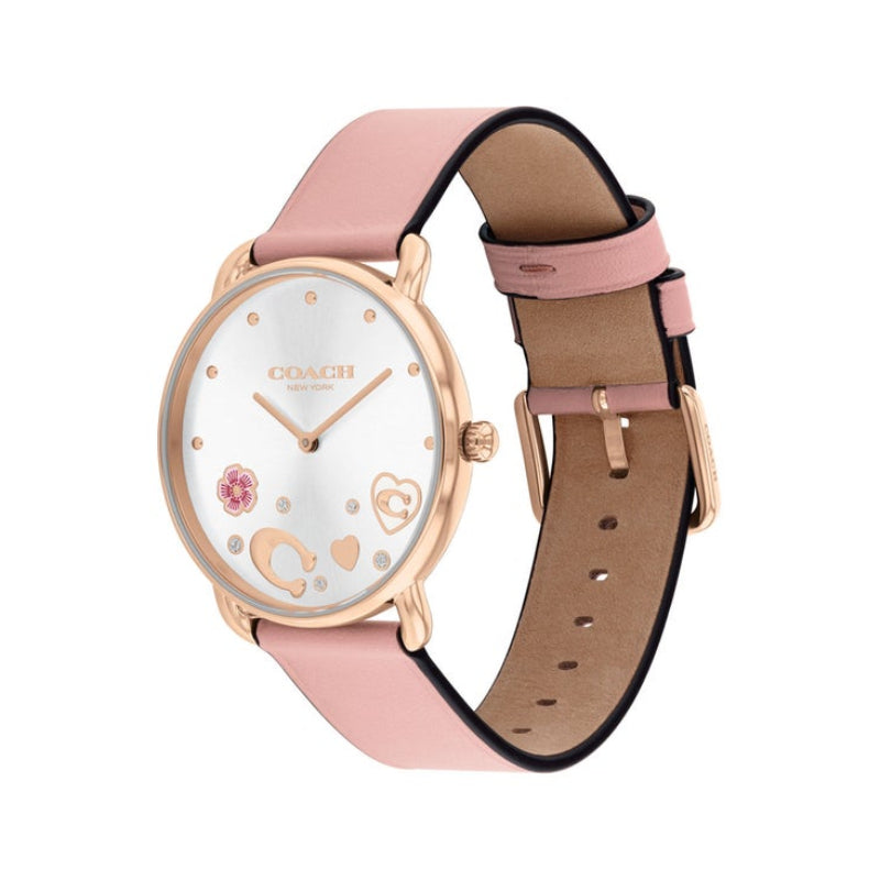 Reloj Coach Elliot para mujer con correa rosa de 36 mm y esfera blanca