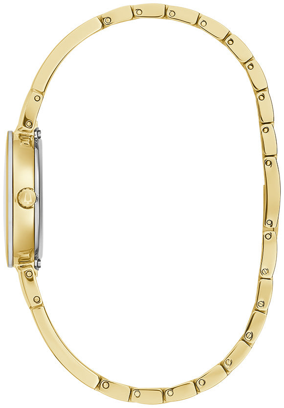 Reloj de pulsera de acero inoxidable de cuarzo Bulova Modern Marc Anthony para mujer, 26 mm, dorado