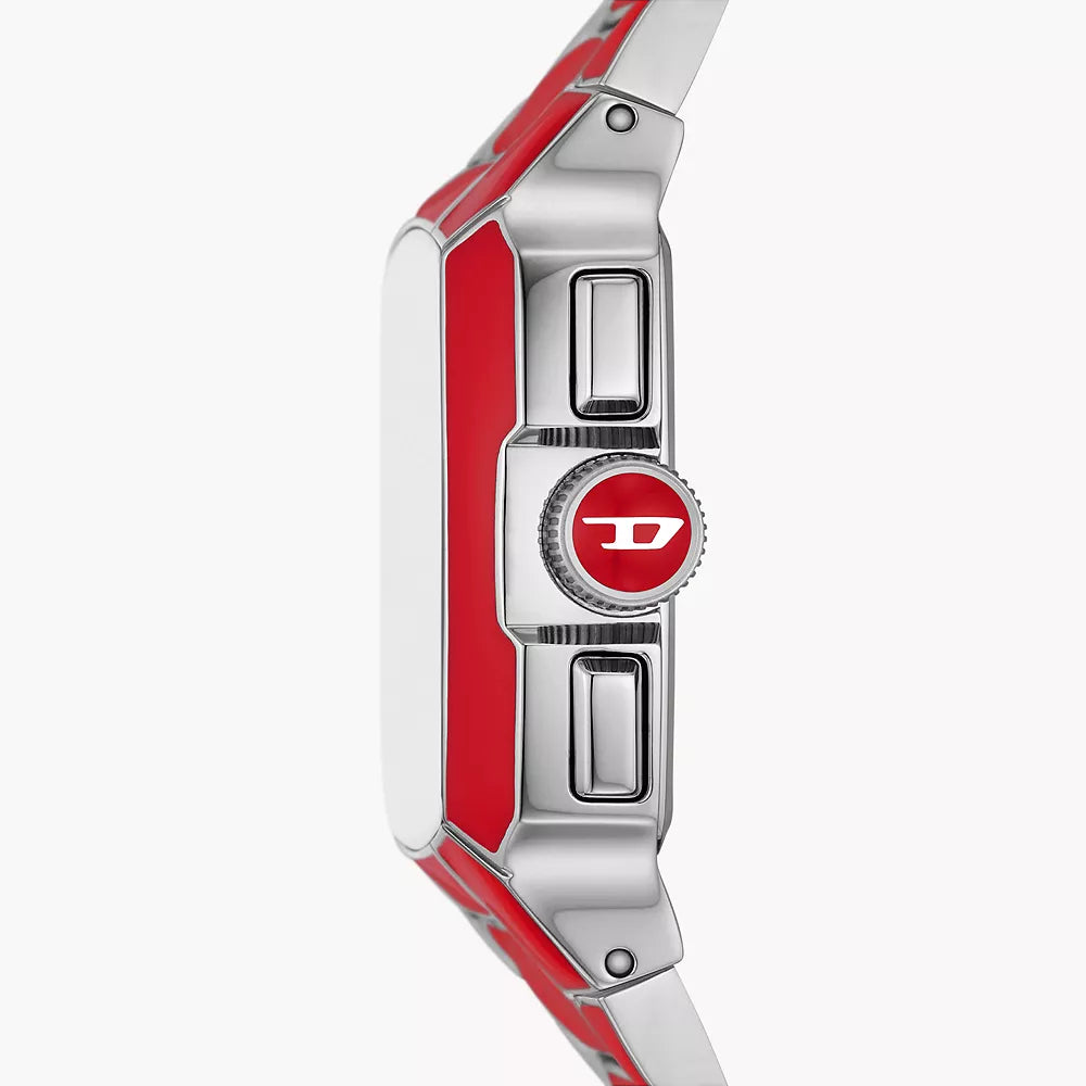 Reloj de pulsera Diesel Cliffhanger para hombre, de 40 mm, color rojo y plateado