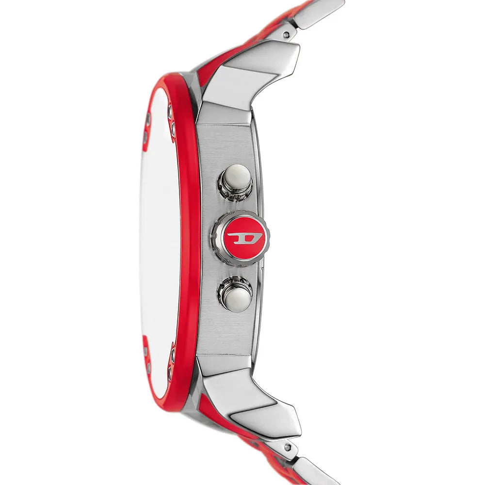 Reloj de pulsera de cuarzo Diesel Mega Mr. Daddy 2.0 para hombre de 57 mm, color rojo y plateado