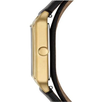 Reloj de cuarzo con correa de piel para mujer Fossil Raquel con fecha y tres manecillas de 23 mm, color negro