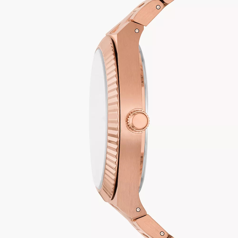 Reloj Fossil Scarlette para mujer, pulsera con fecha y tres manecillas, 38 mm, oro rosa