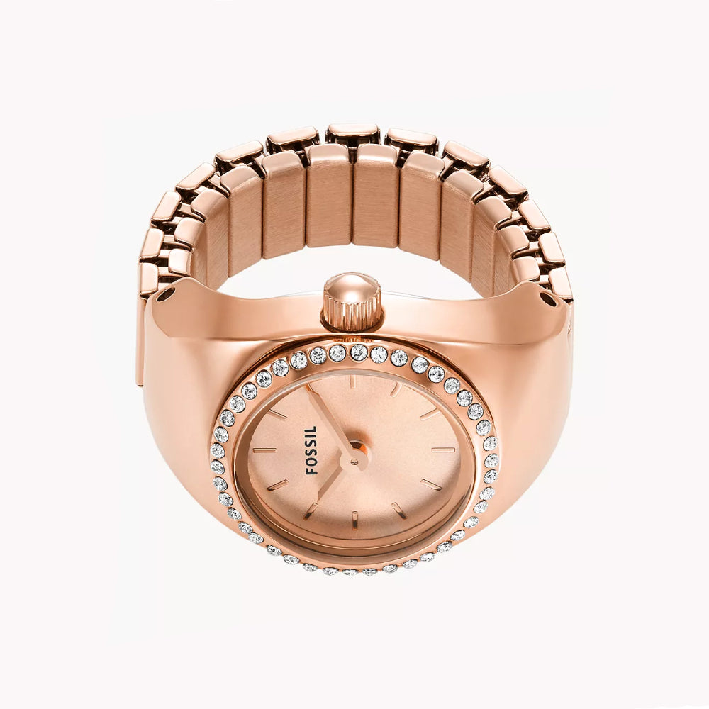 Anillo de dos manecillas para reloj de mujer Fossil de 15 mm en oro rosa