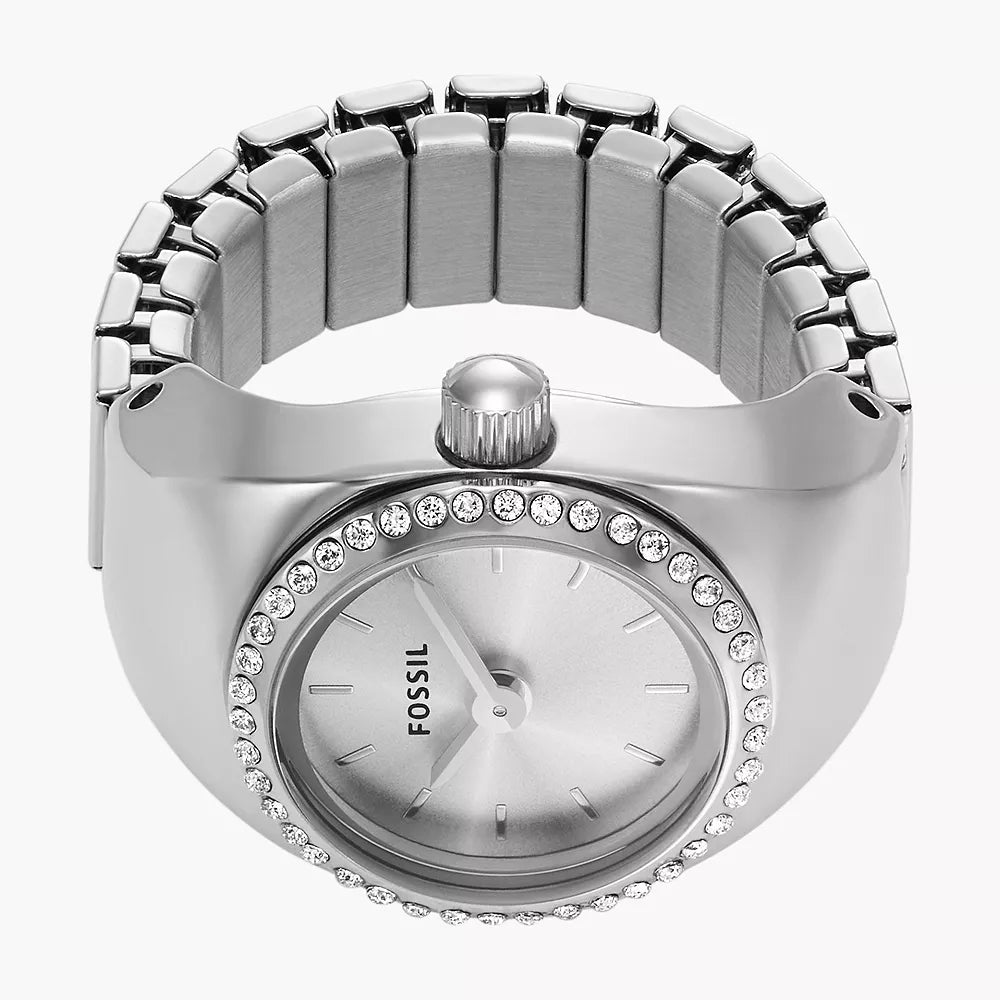 Fossil Women's 15mm Two-Hand Watch Ring - Silver