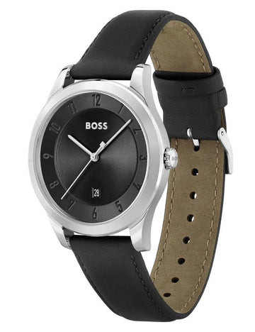 Hugo Boss Men's 41mm Analog Leather Strap Watch - Black