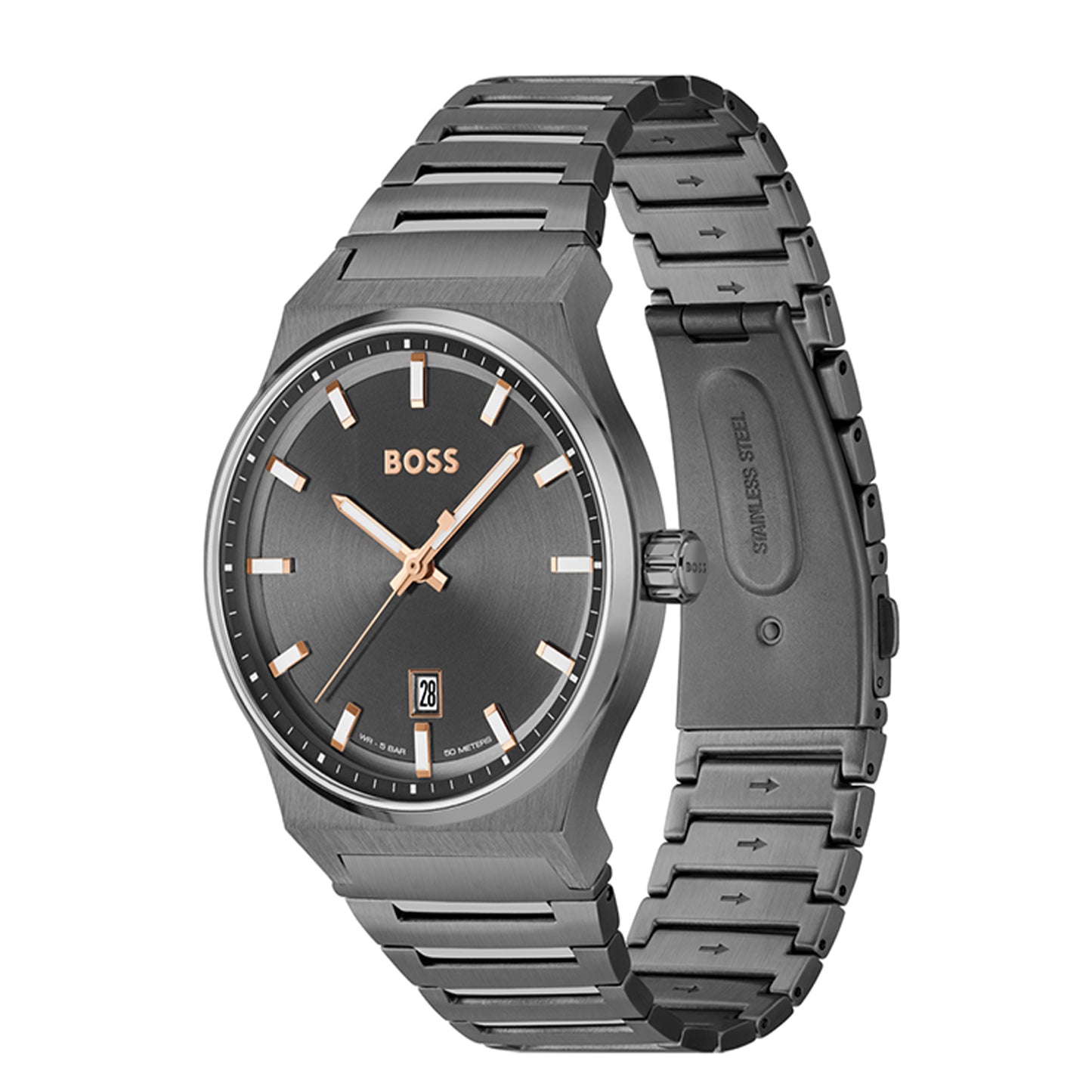 Reloj de pulsera de cuarzo Boss Candor para hombre de 41 mm, color gris