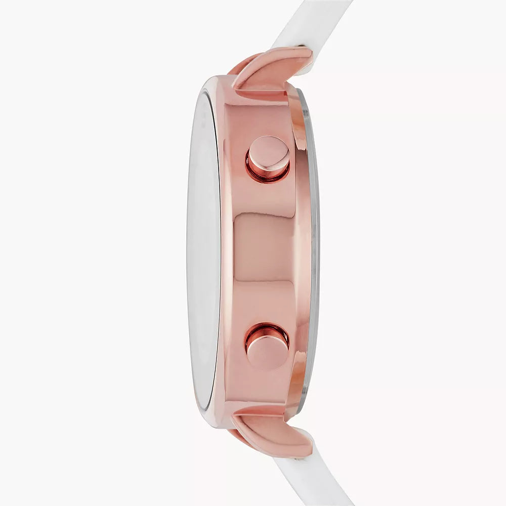 Skechers Magnolia Women's 40mm Digital White Strap Watch - Rose Gold Dial