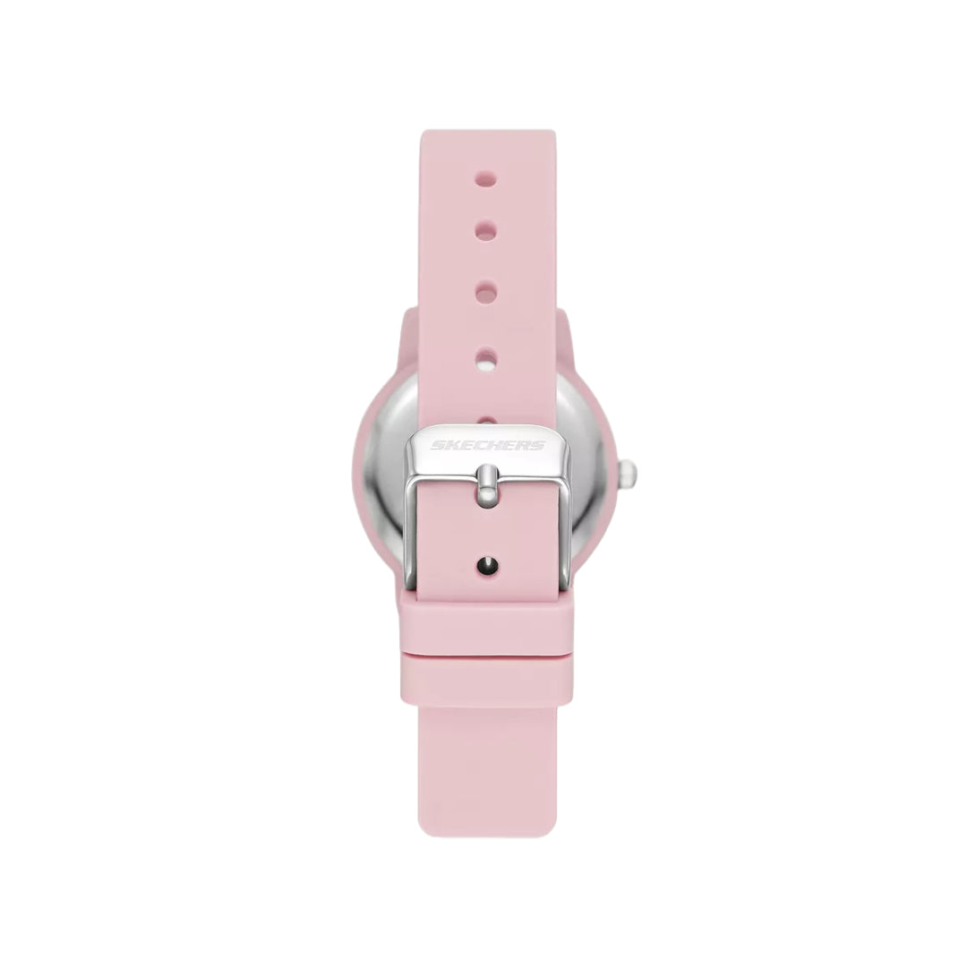 Reloj analógico de cuarzo de silicona y metal rosa de 30 mm para mujer de Skechers Anaheim