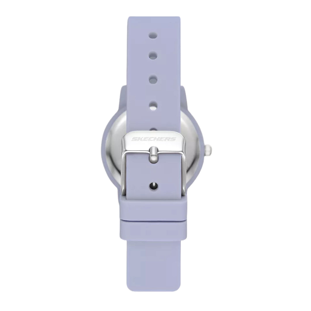 Reloj analógico de cuarzo de silicona y metal morado de 30 mm para mujer de Skechers Anaheim