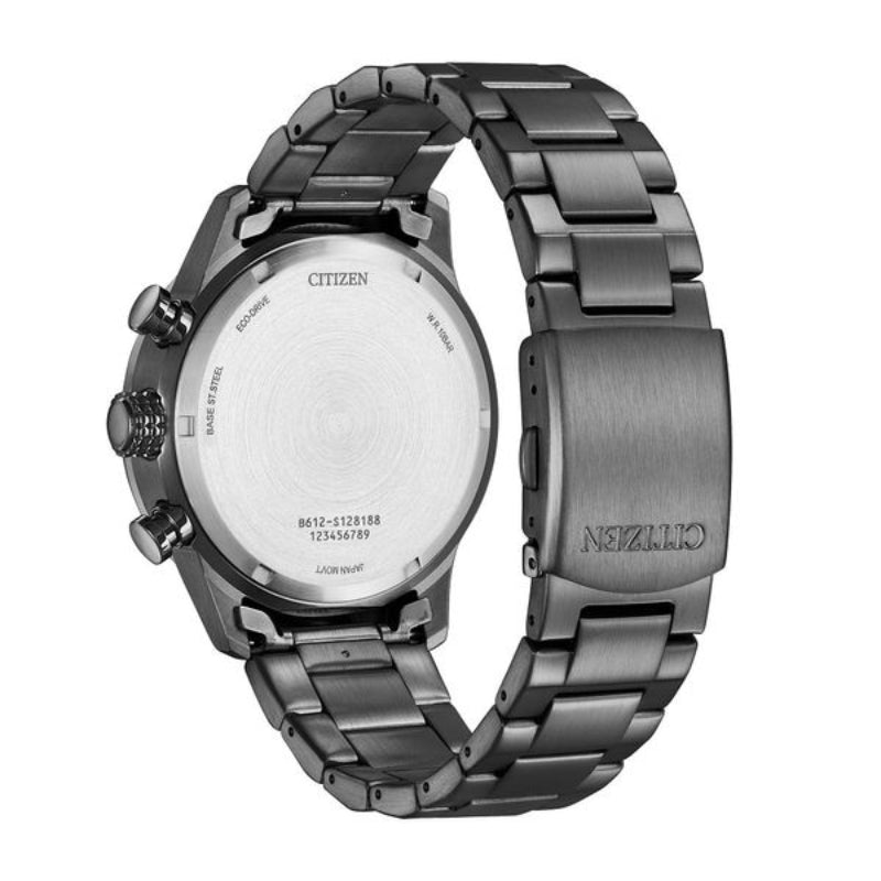 Reloj Citizen Eco-Drive de 43 mm con pulsera gris para hombre, esfera negra