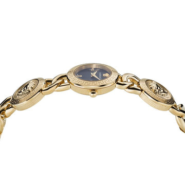 Reloj de pulsera con tachuelas Icon de 26 mm para mujer de Versace, esfera negra 