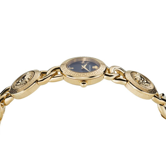 Reloj de pulsera con tachuelas Icon de 26 mm para mujer de Versace, esfera negra 