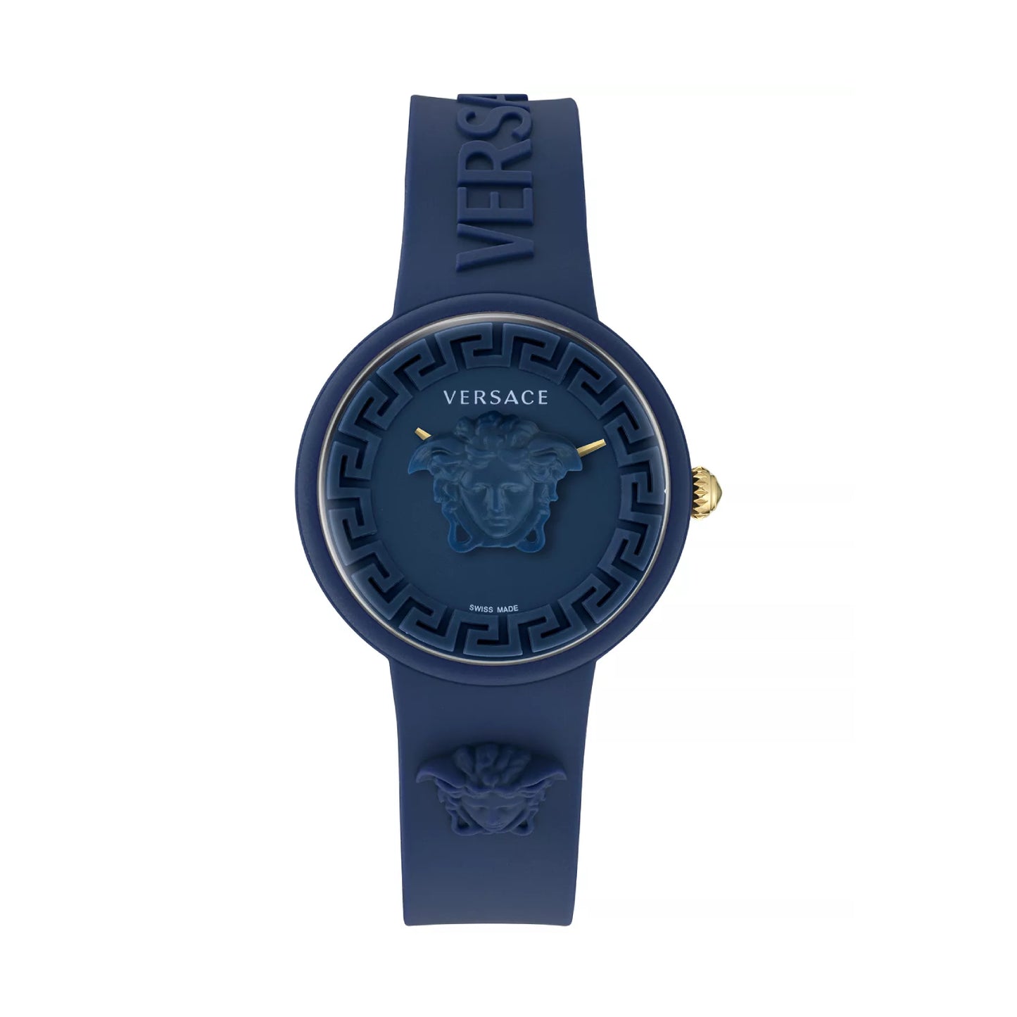 Reloj unisex Versace Medusa Pop de 39 mm con correa suiza y estuche, color azul