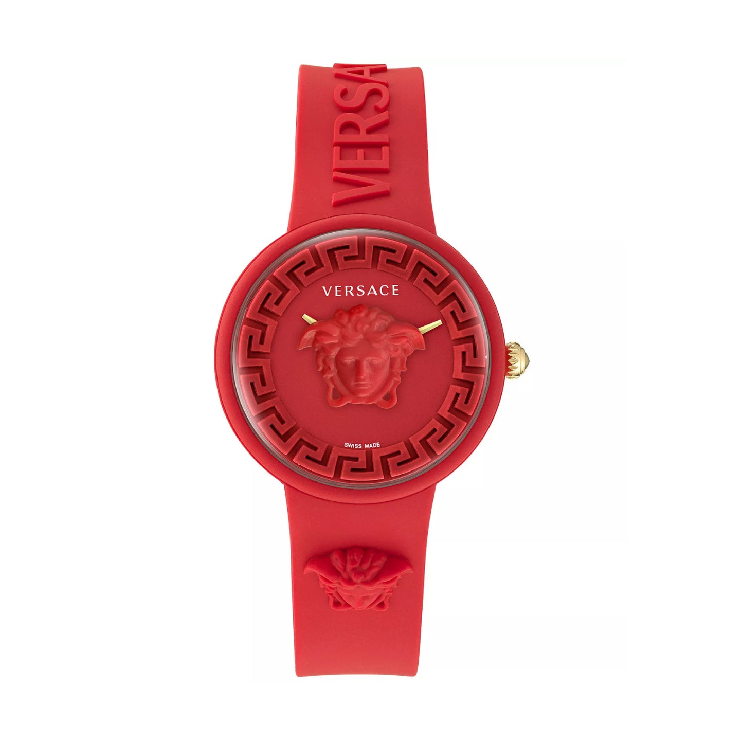 Reloj unisex Versace Medusa Pop de 39 mm con correa suiza y estuche, color rojo