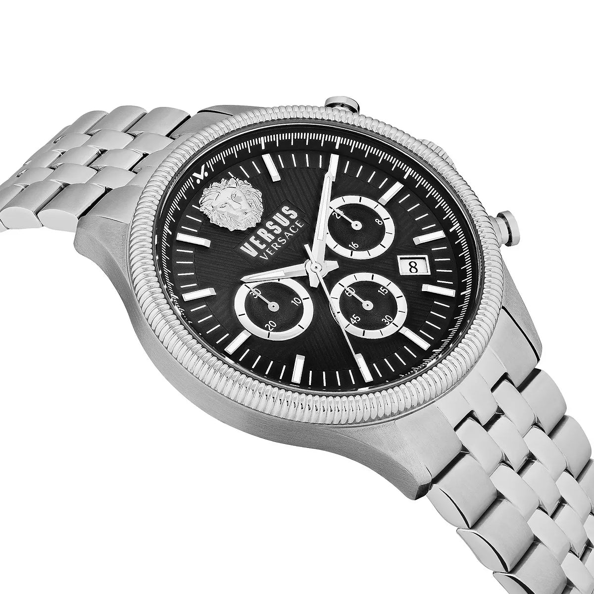 Versus Versace Colonne Chrono Men's 44mm Stainless Steel Silver Bracelet Watch - Black Dial