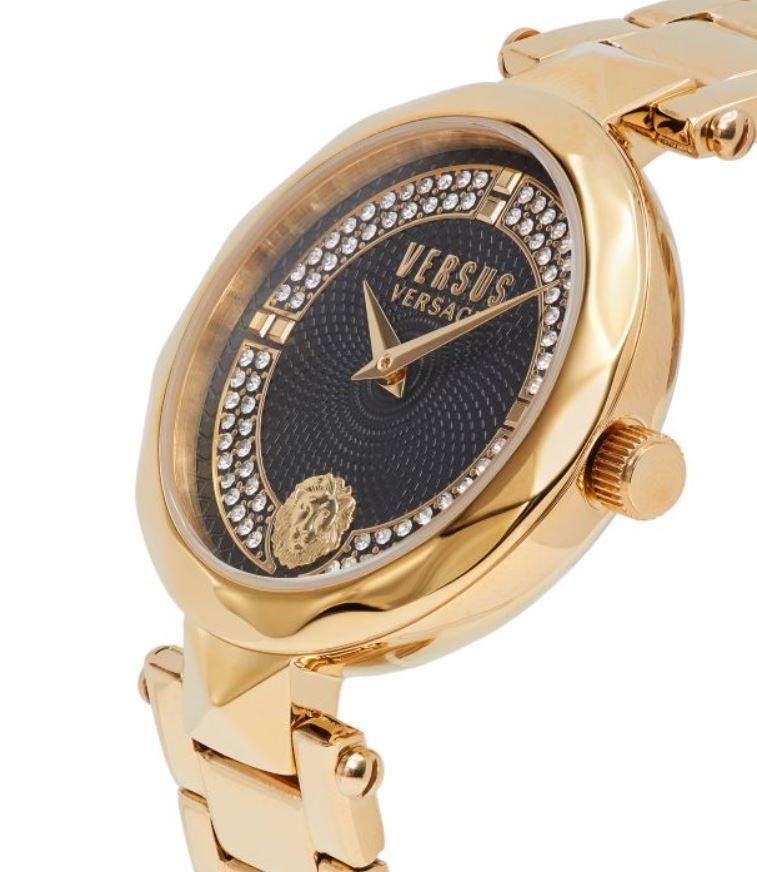 Versus Versace Covent Garden Women's 36mm Quartz Stainless Steel Gold Bracelet Watch - Black Dial