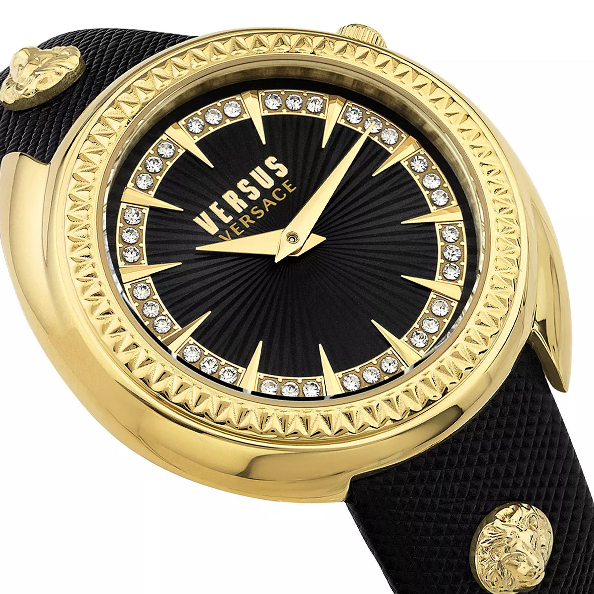 Versus Versace Tortona Crystal Women's 38mm Two-Hand Strap Watch - Black Dial