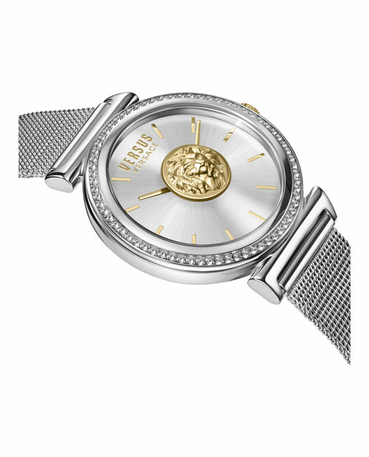 Reloj de pulsera de acero inoxidable y cuarzo con dos manecillas de 34 mm para mujer Versus Versace Brick Lane - Plateado 
