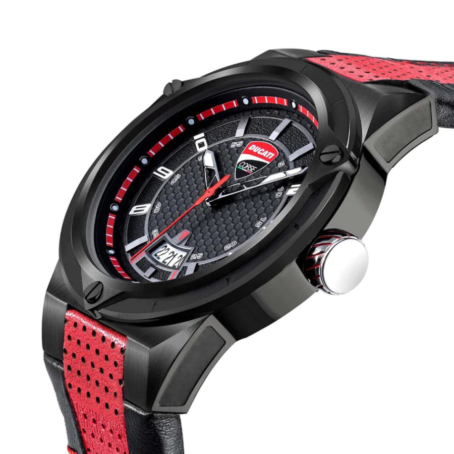 Reloj con correa de 45 mm para hombre Ducati Corse Cura - Negro