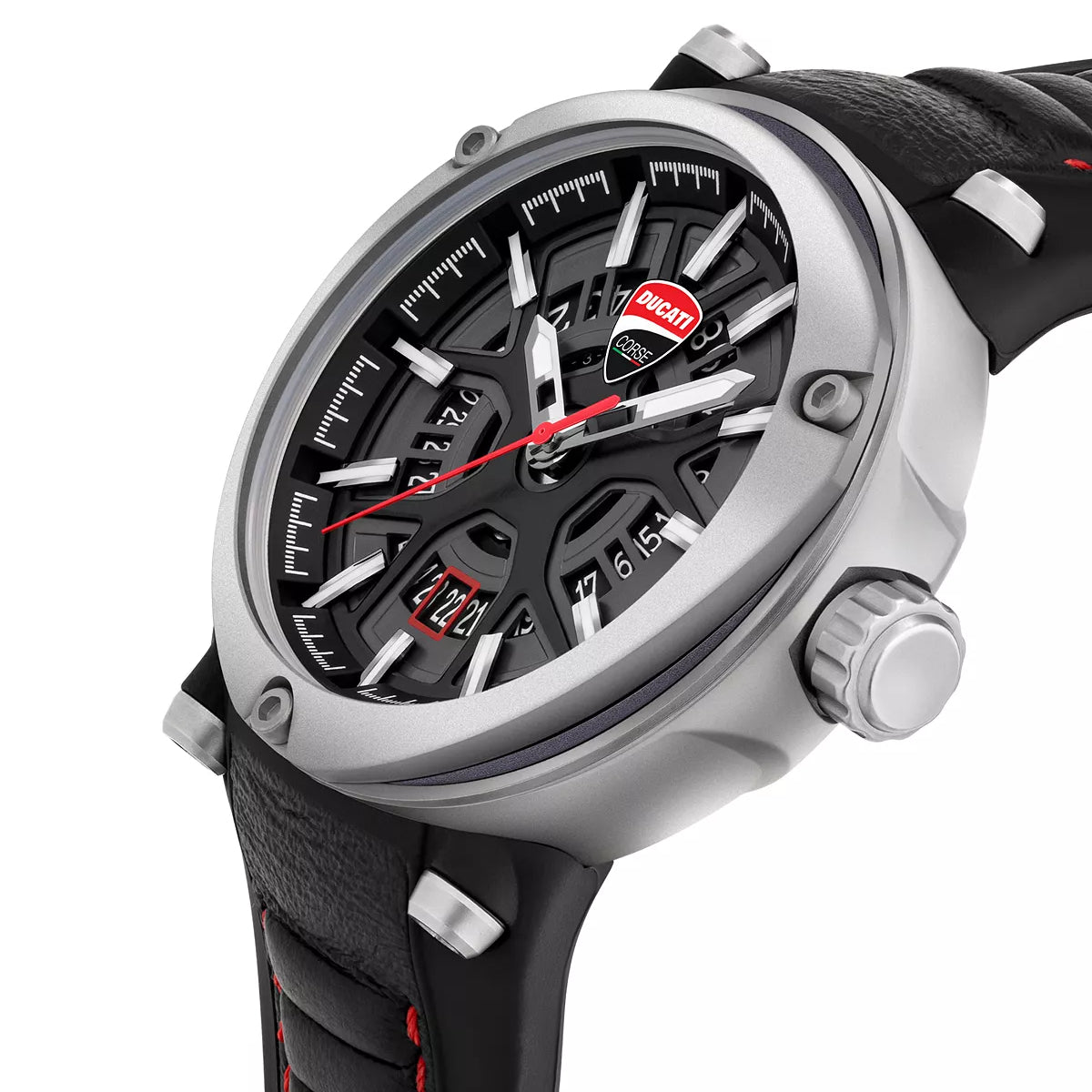 Ducati Corse Partenza Reloj para hombre con correa de 49 mm - Negro