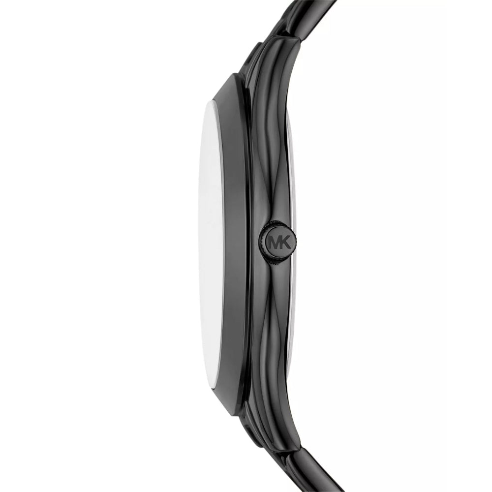 Michael Kors Black and Gold Slim Runway Stainless Steep Hand Bracelet Wa… Michael Kors MK3478 Slim Runway Black Dial Gold Tone  main image 4