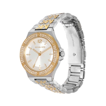 Reloj de pulsera de dos tonos con tres manecillas y esfera blanca de Michael Kors Lennox para mujer de 37 mm