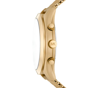 Reloj cronógrafo Michael Kors Slim Runway para hombre, de 44 mm, con pulsera dorada y esfera negra