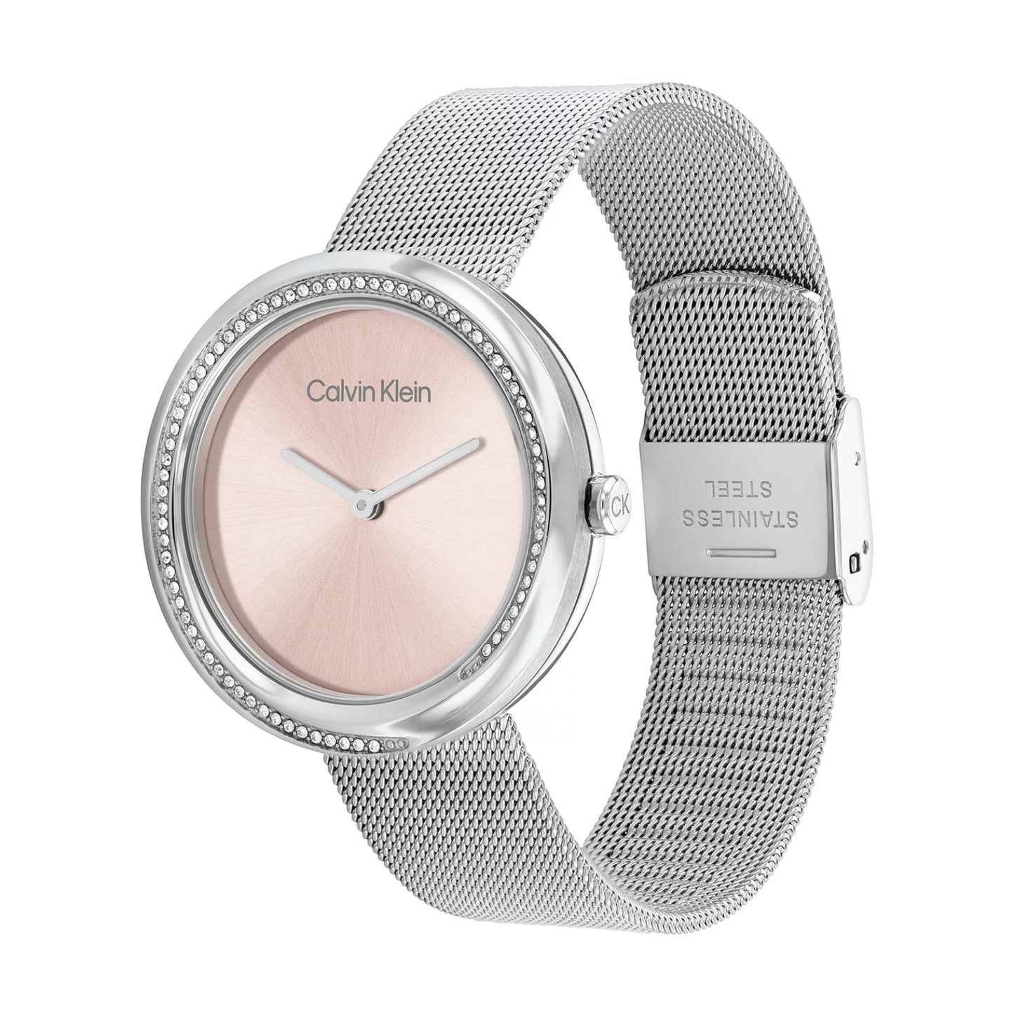 Reloj de cuarzo de acero inoxidable de 34 mm para mujer de Calvin Klein Twist, esfera ruborizada